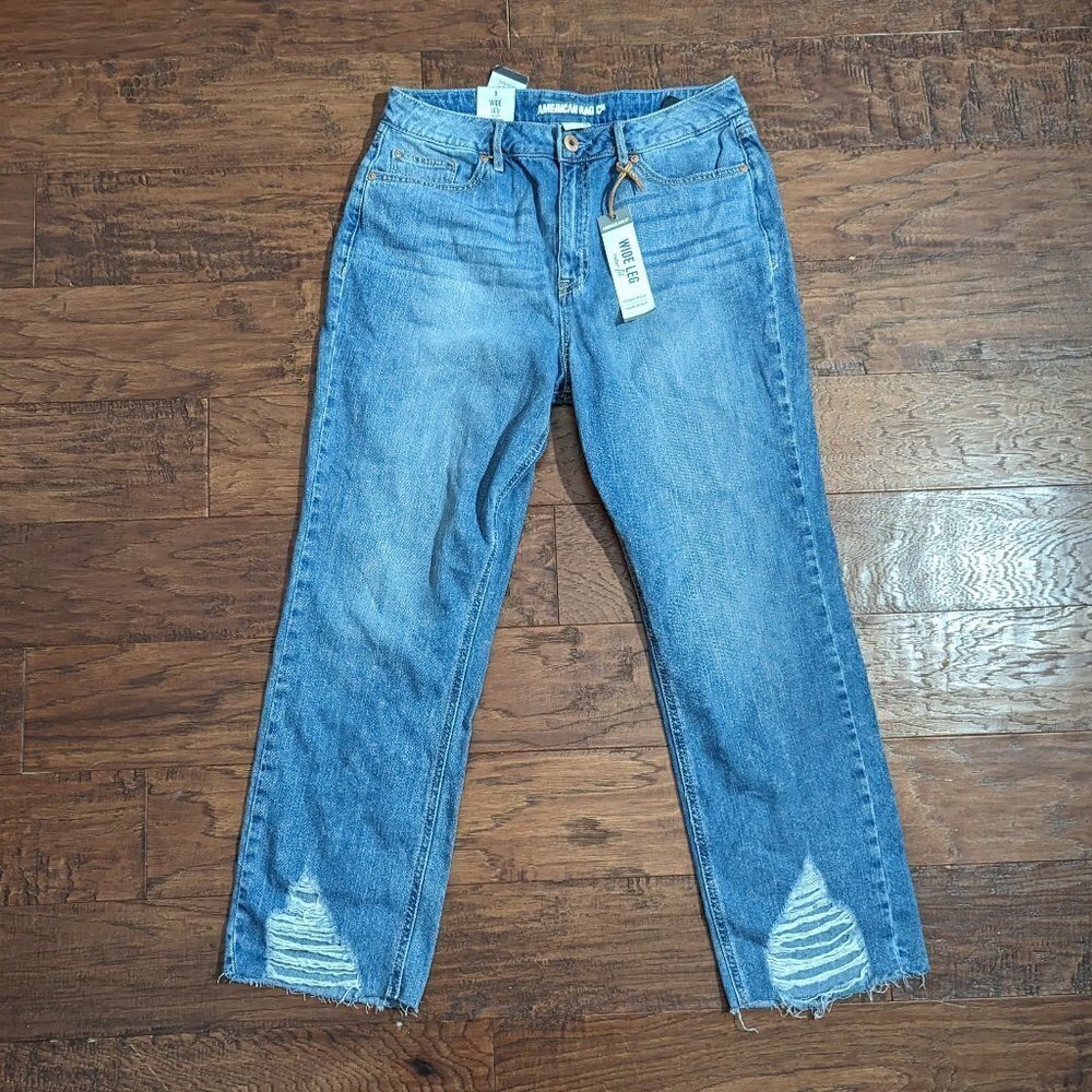 AMERICAN Rag High Rise Wide Leg Distressed Jeans 9 - Picture 2 of 6
